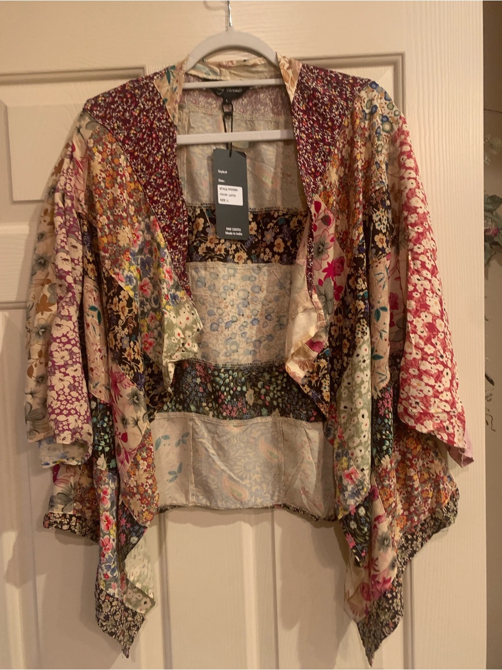 Patchwork Floral Open-Front Kimono